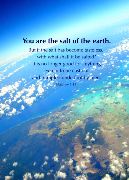 Matt. 5:13 You are the salt of the earth. But if the salt has become tasteless, with what shall it be salted? It is no longer good for anything except to be cast out and trampled underfoot by men.