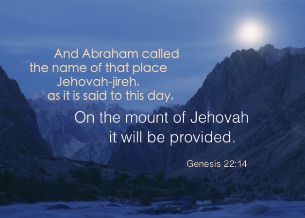 Gen. 22:14 And Abraham called the name of that place Jehovah-Jireh, as it is said to this day, On the mount of Jehovah it will be provided.