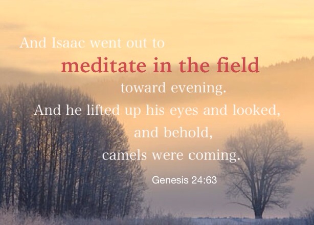 Genesis 24:63 And Isaac went out to meditate in the field toward evening. And he lifted up his eyes and looked, and behold, camels were coming