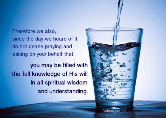 Colossians 1:9 Therefore we also, since the day we heard of it, do not cease praying and asking on your behalf that you may be filled with the full knowledge of His will in all spiritual wisdom and understanding.