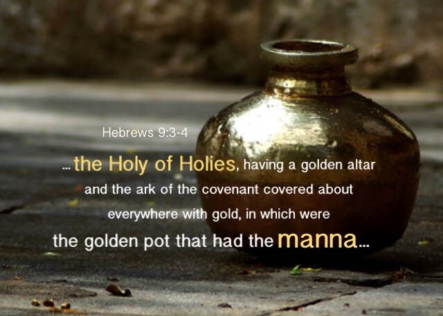 Hebrews 9:3-4 And after the second veil, a tabernacle, which is called the Holy of Holies, Having a golden altar and the ark of the covenant covered about everywhere with gold, in which were the golden pot that had the manna and Aaron's rod that budded and the tablets of the covenant.