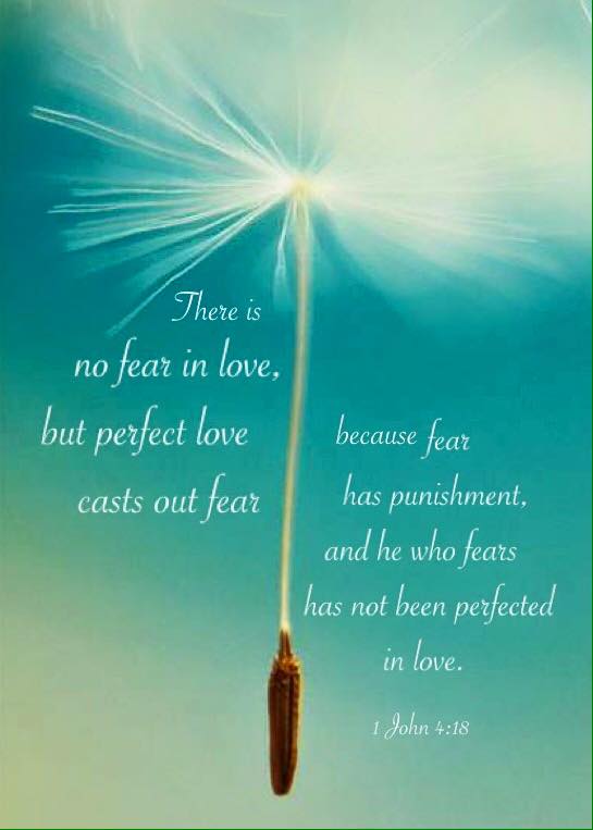1 John 4:18 There is no fear in love, but perfect love casts out fear because fear has punishment